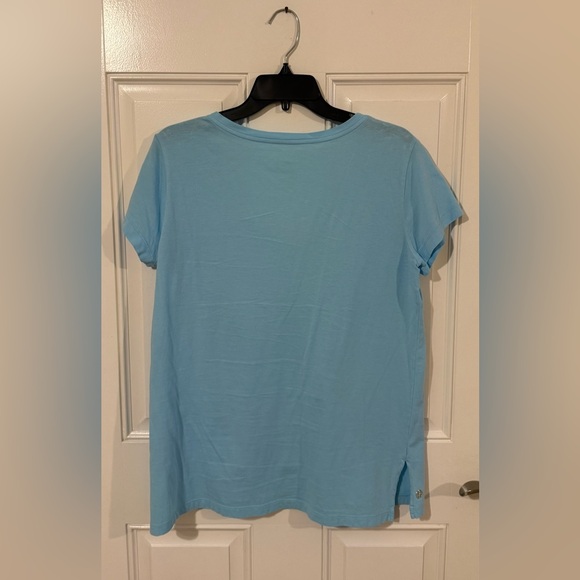 Lilly Pulitzer Women's Light Blue V-Neck Meredith Tee - Picture 3 of 9